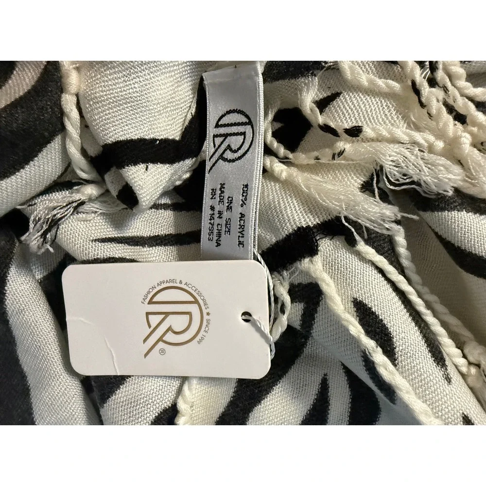 2 Scarf Bundle Zebra Print & Brown Pom‎ Pom Scarf Bundle NEW